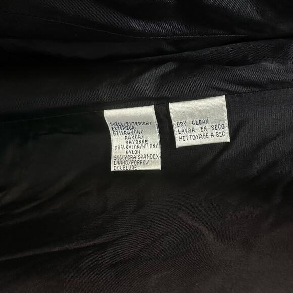 Rena Rowan Dress Coat Black VTG Stretch WMNS Sz 14 Button-Up Lined Collared Slit - Picture 5 of 8